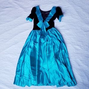 Vintage Velour and Satin 1980s Prom Ball Gown